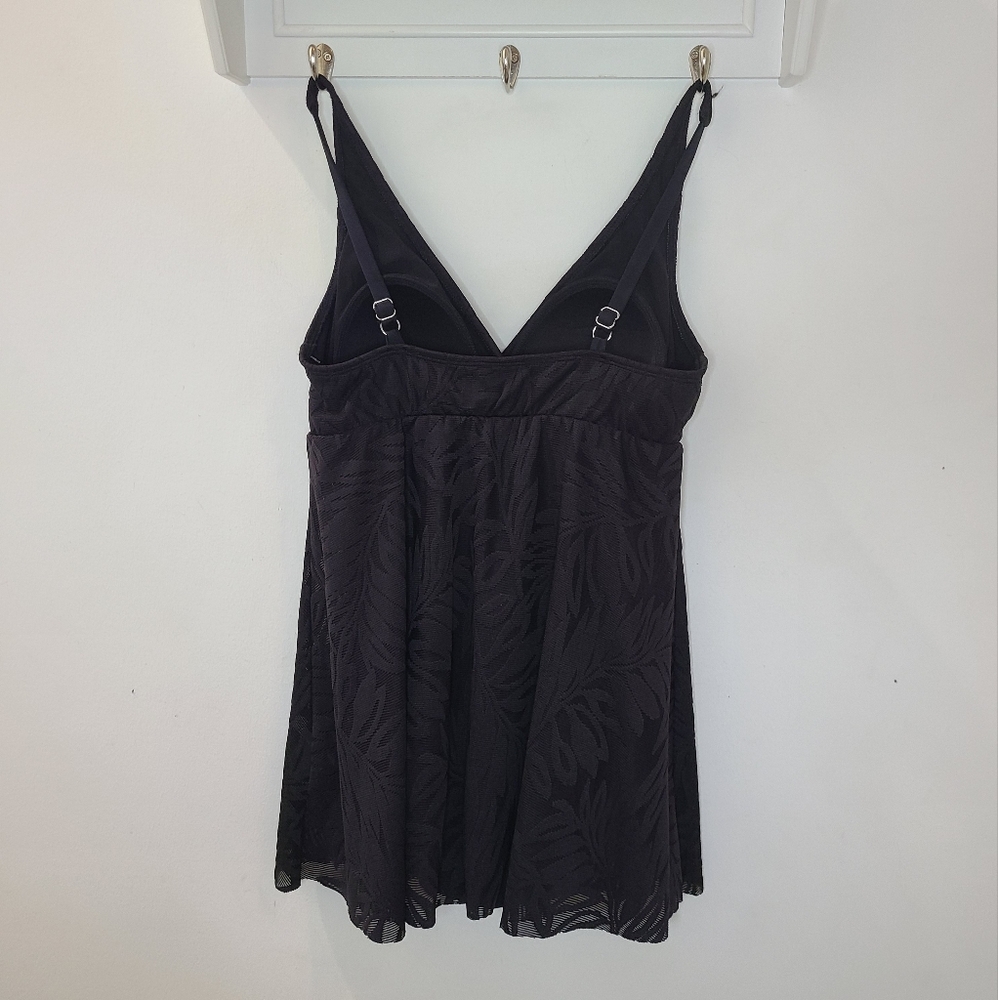 Swim Solutions Women's Tummy Control Flyaway Lace Swim Dress Black Sz 10 NWT - Picture 5 of 13
